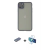 MARSİLYAN™- iPhone 12 Pro Max Kılıf Ahenk Çizgi Serisi - Siyah 3D Antistatik Seramik Nano Ekran Koruyucu + Renkli Kamera Lens Koruma Cam - YL