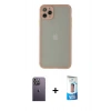 MARSİLYAN™- iPhone 12 Pro Max Kılıf Ahenk Çizgi Serisi - Siyah 5D Eko Cam Ekran Koruyucu + Neon Fosforlu Kamera Lens - BZ