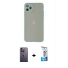 MARSİLYAN™- iPhone 12 Pro Max Kılıf Ahenk Çizgi Serisi - Siyah 5D Eko Cam Ekran Koruyucu + Neon Fosforlu Kamera Lens - BZ