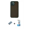 MARSİLYAN™- iPhone 12 Pro Max Kılıf Ahenk Çizgi Serisi - Siyah 5D Eko Cam Ekran Koruyucu + Gökkuşağı Shine Kamera Lens Koruma Cam