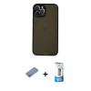MARSİLYAN™- iPhone 12 Pro Max Kılıf Ahenk Çizgi Serisi - Siyah 5D Eko Cam Ekran Koruyucu + Shine Kamera Lens Koruma Cam - GS
