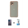 MARSİLYAN™- iPhone 12 Pro Max Kılıf Ahenk Çizgi Serisi - Siyah 5D Eko Cam Ekran Koruyucu + Neon Fosforlu Kamera Lens - MI