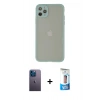 MARSİLYAN™- iPhone 12 Pro Max Kılıf Ahenk Çizgi Serisi - Siyah 5D Eko Cam Ekran Koruyucu + Neon Fosforlu Kamera Lens - MI