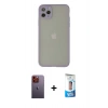 MARSİLYAN™- iPhone 12 Pro Max Kılıf Ahenk Çizgi Serisi - Siyah 5D Eko Cam Ekran Koruyucu + Neon Fosforlu Kamera Lens - TU