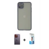 MARSİLYAN™- iPhone 12 Pro Max Kılıf Ahenk Çizgi Serisi - Siyah 5D Eko Cam Ekran Koruyucu + Neon Fosforlu Kamera Lens - TU