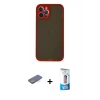 MARSİLYAN™- iPhone 12 Pro Max Kılıf Ahenk Çizgi Serisi - Siyah 5D Eko Cam Ekran Koruyucu + Renkli Kamera Lens Koruma Cam - MI