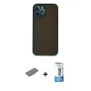 MARSİLYAN™- iPhone 12 Pro Max Kılıf Ahenk Çizgi Serisi - Siyah 5D Eko Cam Ekran Koruyucu + Renkli Kamera Lens Koruma Cam - PE