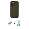 MARSİLYAN™- iPhone 12 Pro Max Kılıf Ahenk Çizgi Serisi - Siyah 5D Eko Cam Ekran Koruyucu + Shine Kamera Lens Koruma Cam - SABE