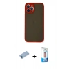 MARSİLYAN™- iPhone 12 Pro Max Kılıf Ahenk Çizgi Serisi - Siyah 5D Eko Cam Ekran Koruyucu + Shine Kamera Lens Koruma Cam - MI
