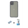 MARSİLYAN™- iPhone 12 Pro Max Kılıf Ahenk Çizgi Serisi - Siyah 5D Eko Cam Ekran Koruyucu + Shine Kamera Lens Koruma Cam - MI