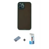 MARSİLYAN™- iPhone 12 Pro Max Kılıf Ahenk Çizgi Serisi - Siyah 5D Eko Cam Ekran Koruyucu + Shine Kamera Lens Koruma Cam - PE