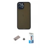 MARSİLYAN™- iPhone 12 Pro Max Kılıf Ahenk Çizgi Serisi - Siyah 5D Eko Cam Ekran Koruyucu + Shine Kamera Lens Koruma Cam - SABE