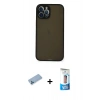 MARSİLYAN™- iPhone 12 Pro Max Kılıf Ahenk Çizgi Serisi - Siyah 5D Eko Cam Ekran Koruyucu + Shine Kamera Lens Koruma Cam - MI