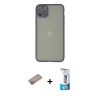 MARSİLYAN™- iPhone 12 Pro Max Kılıf Ahenk Çizgi Serisi - Siyah 5D Eko Cam Ekran Koruyucu + Shine Kamera Lens Koruma Cam - SABE