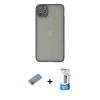 MARSİLYAN™- iPhone 12 Pro Max Kılıf Ahenk Çizgi Serisi - Siyah 5D Eko Cam Ekran Koruyucu + Shine Kamera Lens Koruma Cam - PE