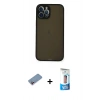 MARSİLYAN™- iPhone 12 Pro Max Kılıf Ahenk Çizgi Serisi - Siyah 5D Eko Cam Ekran Koruyucu + Shine Kamera Lens Koruma Cam - PE