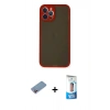 MARSİLYAN™- iPhone 12 Pro Max Kılıf Ahenk Çizgi Serisi - Siyah 5D Eko Cam Ekran Koruyucu + Shine Kamera Lens Koruma Cam - PE