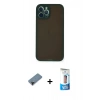 MARSİLYAN™- iPhone 12 Pro Max Kılıf Ahenk Çizgi Serisi - Siyah 5D Eko Cam Ekran Koruyucu + Shine Kamera Lens Koruma Cam - SH