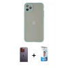 MARSİLYAN™- iPhone 12 Pro Max Kılıf Ahenk Çizgi Serisi - Siyah 5D Eko Cam Ekran Koruyucu + Neon Fosforlu Kamera Lens - TU
