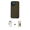 MARSİLYAN™- iPhone 12 Pro Max Kılıf Ahenk Çizgi Serisi - Siyah 6D Mat Seramik Hayalet Nano Ekran Koruyucu + Shine Kamera Lens - GD
