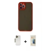 MARSİLYAN™- iPhone 12 Pro Max Kılıf Ahenk Çizgi Serisi - Siyah 6D Mat Seramik Hayalet Nano Ekran Koruyucu + Shine Kamera Lens - GD