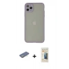MARSİLYAN™- iPhone 12 Pro Max Kılıf Ahenk Çizgi Serisi - Siyah 6D Mat Seramik Hayalet Nano Ekran Koruyucu + Yeşil Renkli Kamera Lens Koruma Cam