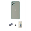 MARSİLYAN™- iPhone 12 Pro Max Kılıf Ahenk Çizgi Serisi - Siyah 6D Mat Seramik Hayalet Nano Ekran Koruyucu + Renkli Kamera Lens Koruma Cam - SI