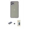 MARSİLYAN™- iPhone 12 Pro Max Kılıf Ahenk Çizgi Serisi - Siyah 6D Mat Seramik Hayalet Nano Ekran Koruyucu + Renkli Kamera Lens Koruma Cam - SI