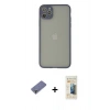 MARSİLYAN™- iPhone 12 Pro Max Kılıf Ahenk Çizgi Serisi - Siyah 6D Mat Seramik Hayalet Nano Ekran Koruyucu + Metal Kamera Lens Koruma Cam - GD