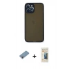 MARSİLYAN™- iPhone 12 Pro Max Kılıf Ahenk Çizgi Serisi - Siyah 6D Mat Seramik Hayalet Nano Ekran Koruyucu + Shine Kamera Lens Koruma Cam - GI