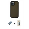 MARSİLYAN™- iPhone 12 Pro Max Kılıf Ahenk Çizgi Serisi - Siyah 6D Mat Seramik Hayalet Nano Ekran Koruyucu + Shine Kamera Lens Koruma Cam - SH