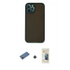 MARSİLYAN™- iPhone 12 Pro Max Kılıf Ahenk Çizgi Serisi - Siyah 6D Mat Seramik Hayalet Nano Ekran Koruyucu + Shine Kamera Lens Koruma Cam - GD
