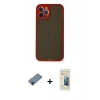 MARSİLYAN™- iPhone 12 Pro Max Kılıf Ahenk Çizgi Serisi - Siyah 6D Mat Seramik Hayalet Nano Ekran Koruyucu + Shine Kamera Lens Koruma Cam - SH