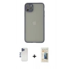 MARSİLYAN™- iPhone 12 Pro Max Kılıf Ahenk Çizgi Serisi - Siyah 6D Mat Seramik Hayalet Nano Ekran Koruyucu + Shine Kamera Lens - LT