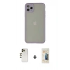 MARSİLYAN™- iPhone 12 Pro Max Kılıf Ahenk Çizgi Serisi - Siyah 6D Mat Seramik Hayalet Nano Ekran Koruyucu + Shine Kamera Lens - GD