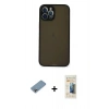 MARSİLYAN™- iPhone 12 Pro Max Kılıf Ahenk Çizgi Serisi - Siyah 6D Mat Seramik Hayalet Nano Ekran Koruyucu + Shine Kamera Lens Koruma Cam - GI