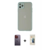 MARSİLYAN™- iPhone 12 Pro Max Kılıf Ahenk Çizgi Serisi - Siyah 6D Mat Seramik Hayalet Nano Ekran Koruyucu + Neon Fosforlu Kamera Lens - TU