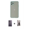 MARSİLYAN™- iPhone 12 Pro Max Kılıf Ahenk Çizgi Serisi - Siyah Bilvis Hayalet Cam Ekran Koruyucu + Neon Fosforlu Kamera Lens - BZ