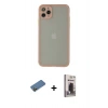MARSİLYAN™- iPhone 12 Pro Max Kılıf Ahenk Çizgi Serisi - Siyah Bilvis Hayalet Cam Ekran Koruyucu + Shine Kamera Lens Koruma Cam - GD