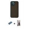 MARSİLYAN™- iPhone 12 Pro Max Kılıf Ahenk Çizgi Serisi - Siyah Bilvis Hayalet Cam Ekran Koruyucu + Shine Kamera Lens Koruma Cam - GD