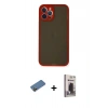 MARSİLYAN™- iPhone 12 Pro Max Kılıf Ahenk Çizgi Serisi - Siyah Bilvis Hayalet Cam Ekran Koruyucu + Shine Kamera Lens Koruma Cam - GD