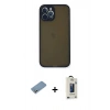 MARSİLYAN™- iPhone 12 Pro Max Kılıf Ahenk Çizgi Serisi - Siyah Bilvis Hayalet Cam Ekran Koruyucu + Shine Kamera Lens Koruma Cam - GS