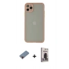 MARSİLYAN™- iPhone 12 Pro Max Kılıf Ahenk Çizgi Serisi - Siyah Bilvis Hayalet Cam Ekran Koruyucu + Metal Kamera Lens Koruma Cam - KI