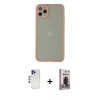 MARSİLYAN™- iPhone 12 Pro Max Kılıf Ahenk Çizgi Serisi - Siyah Bilvis Hayalet Cam Ekran Koruyucu + Lacivert Shine Kamera Lens