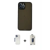 MARSİLYAN™- iPhone 12 Pro Max Kılıf Ahenk Çizgi Serisi - Siyah Bilvis Hayalet Cam Ekran Koruyucu + Shine Kamera Lens - LT