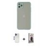 MARSİLYAN™- iPhone 12 Pro Max Kılıf Ahenk Çizgi Serisi - Siyah Bilvis Hayalet Cam Ekran Koruyucu + Lacivert Shine Kamera Lens
