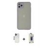 MARSİLYAN™- iPhone 12 Pro Max Kılıf Ahenk Çizgi Serisi - Siyah Bilvis Hayalet Cam Ekran Koruyucu + Shine Kamera Lens - LT