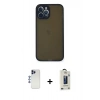 MARSİLYAN™- iPhone 12 Pro Max Kılıf Ahenk Çizgi Serisi - Siyah Bilvis Hayalet Cam Ekran Koruyucu + Shine Kamera Lens - LT