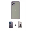 MARSİLYAN™- iPhone 12 Pro Max Kılıf Ahenk Çizgi Serisi - Siyah Bilvis Hayalet Cam Ekran Koruyucu + Neon Fosforlu Kamera Lens - MI