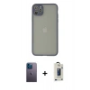 MARSİLYAN™- iPhone 12 Pro Max Kılıf Ahenk Çizgi Serisi - Siyah Bilvis Hayalet Cam Ekran Koruyucu + Neon Fosforlu Kamera Lens - MI